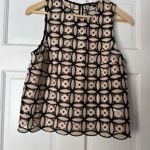 Express Black and Cream Geometric Blouse